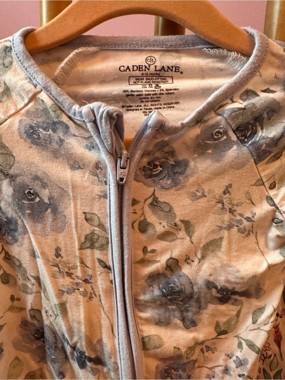 Caden Lane Floral Footed Pajamas in blue and pink